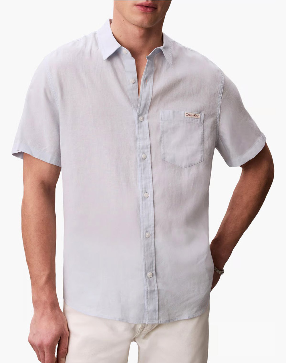 Calvin Klein Jeans Ss Solid Causal Linen Classic Sh Ανδρας Ρουχα Πουκαμισα Lightblue Λινοσυνθετικο Lv04Rf120G Ciq