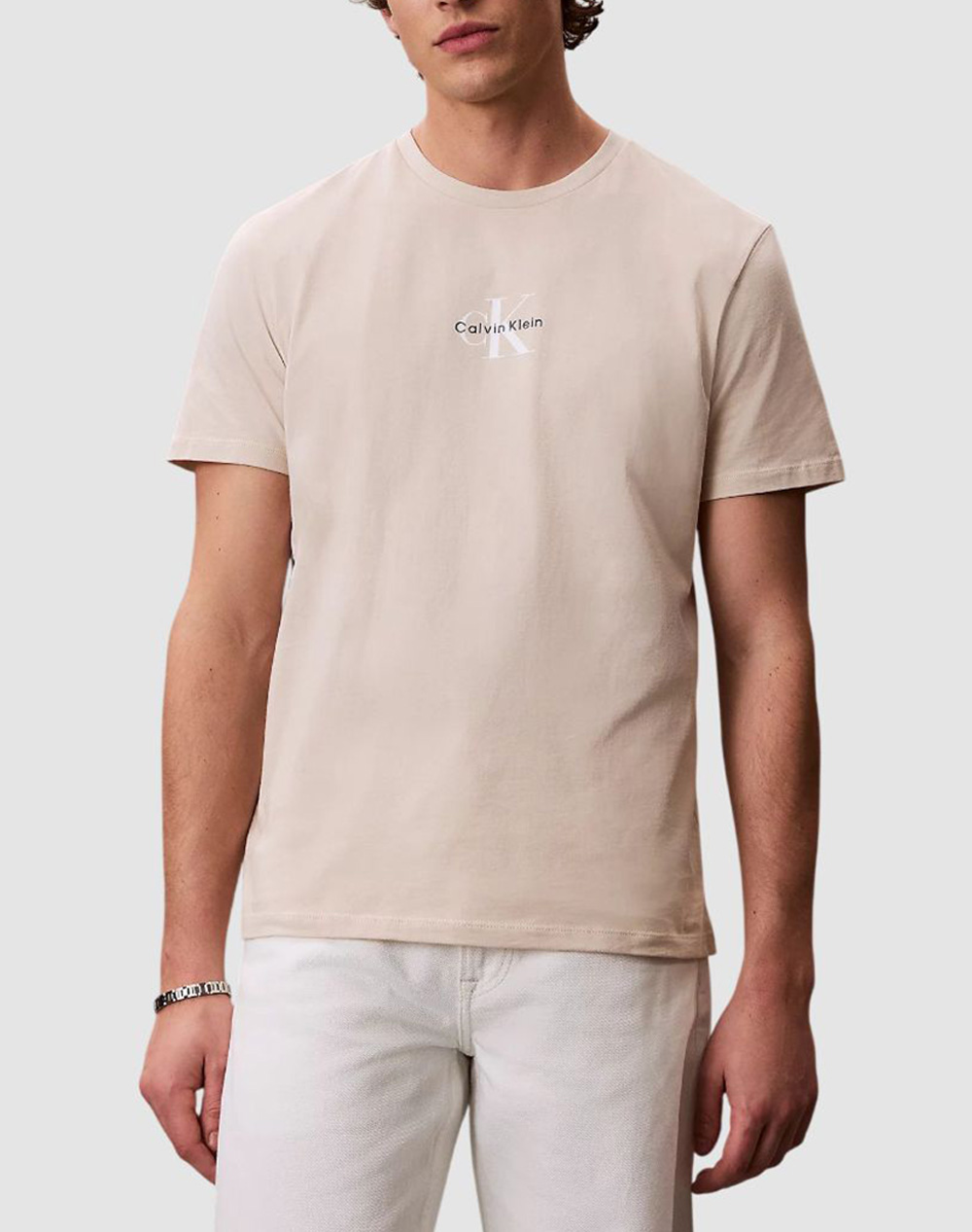 Calvin Klein Jeans Ss 30S Micro Monologo Graphic Te Ανδρας Ρουχα Μπλουζες T Shirt Biege Βαμβακι Lv04rb866g 2Jx - Koolfly