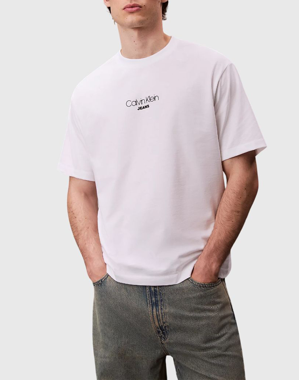 Calvin Klein Jeans Ss 16S Rlxd Fit Ckj Graphic Tee Ανδρας Ρουχα Μπλουζες T Shirt White Βαμβακι Lv04Rc851G Yaa