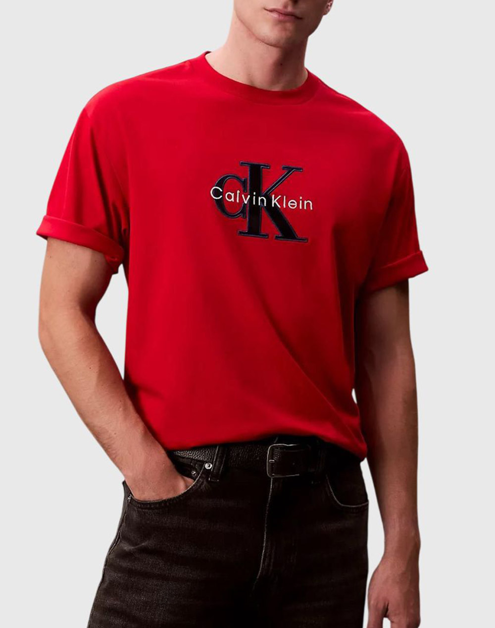 Calvin Klein Ss 16S Tricolor Monologo Graphic Ανδρας Ρουχα Μπλουζες T Shirt Red Βαμβακι Lv04re815g Vmt - Koolfly