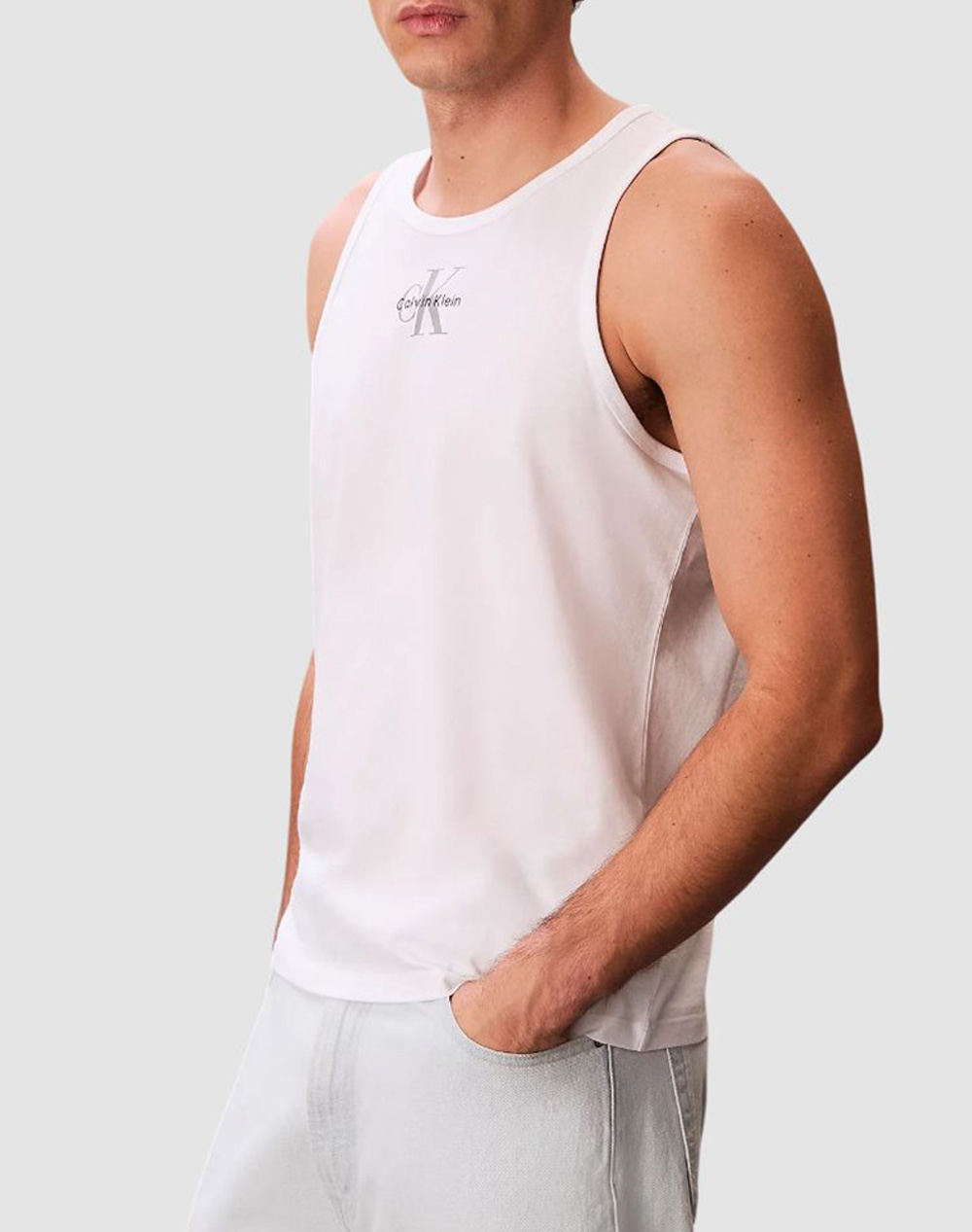 Calvin Klein Ejans 30S Classic Micro Monologo Tank Ανδρας Ρουχα Μπλουζες T Shirt White Βαμβακι Lv04rf850g Yaf - Koolfly