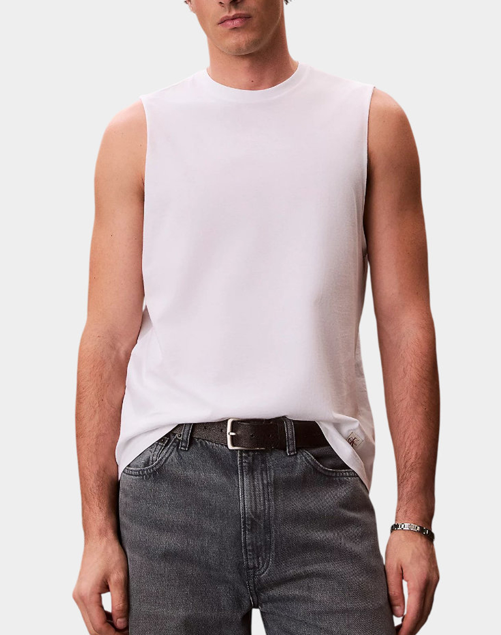 Calvin Klein Jeans 30S Jersey Badge Muscle Tank Ανδρας Ρουχα Μπλουζες T Shirt White Βαμβακι Lv04Rf273G Yaf