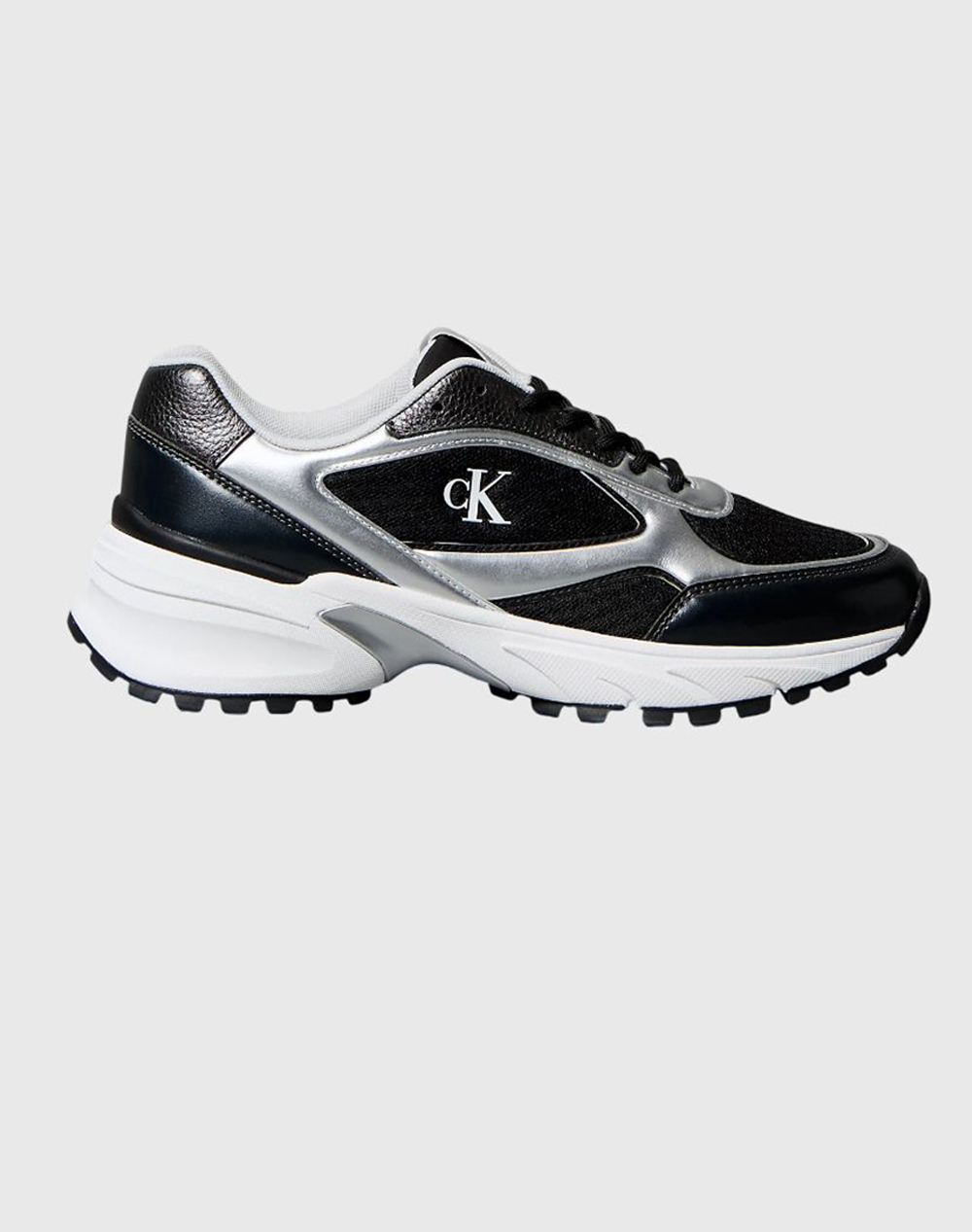 Calvin Klein Jeans Hike Runner Laceup Mesh Mix Met Ανδρας Αθλητικα Παπουτσια Παπουτσια Jetblack Απομιμηση Δερματοςυφασμα Ym0Ym01402 01L