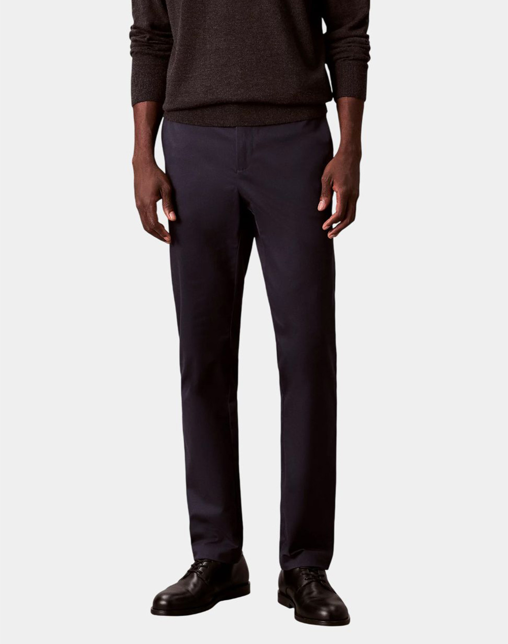 Calvin Klein Slim Sateen Chino Trouser Ανδρας Ρουχα Παντελονια Chinos Darkblue Βαμβακιμε Ελασταν Lv04Ld613G Cef32
