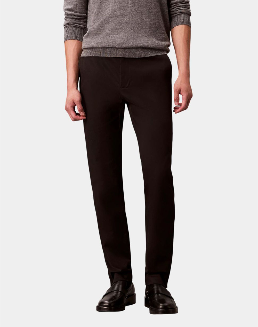 Calvin Klein Slim Sateen Chino Trouser Ανδρας Ρουχα Παντελονια Chinos Jetblack Βαμβακιμε Ελασταν Lv04Ld613G Ub134