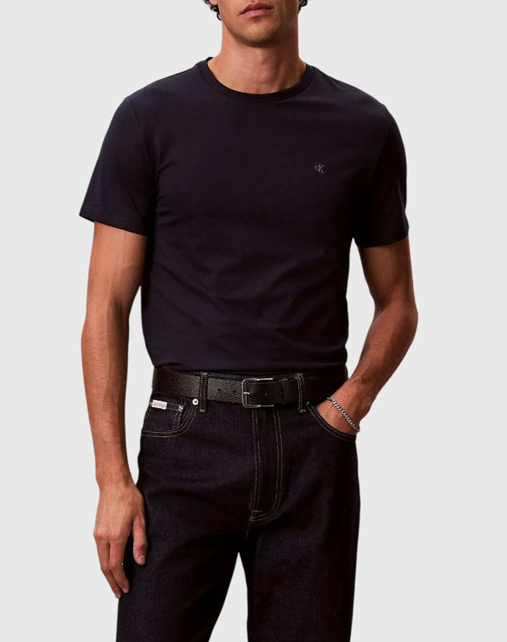 Calvin Klein Ss Stretch Cotton Slim Tee Ανδρας Ρουχα Μπλουζες T Shirt Darkblue Βαμβακιμε Ελασταν Lv04Lc240G Cef