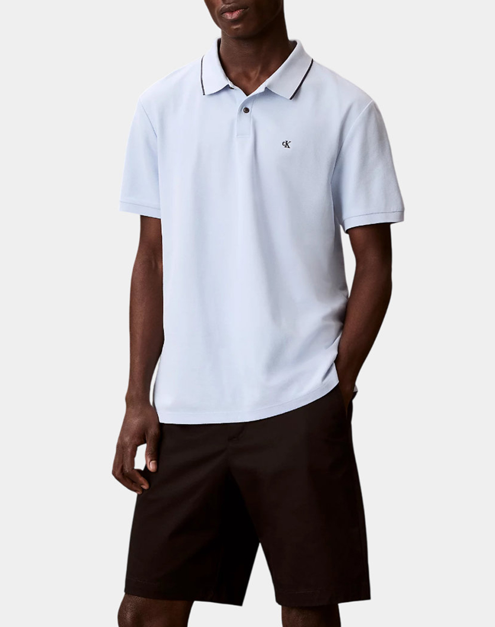 Calvin Klein Ss Rfnd Pq Tppd Clss Ανδρας Ρουχα Μπλουζες Polo Lightblue Βαμβακι Lv04lc239g C1o - Koolfly