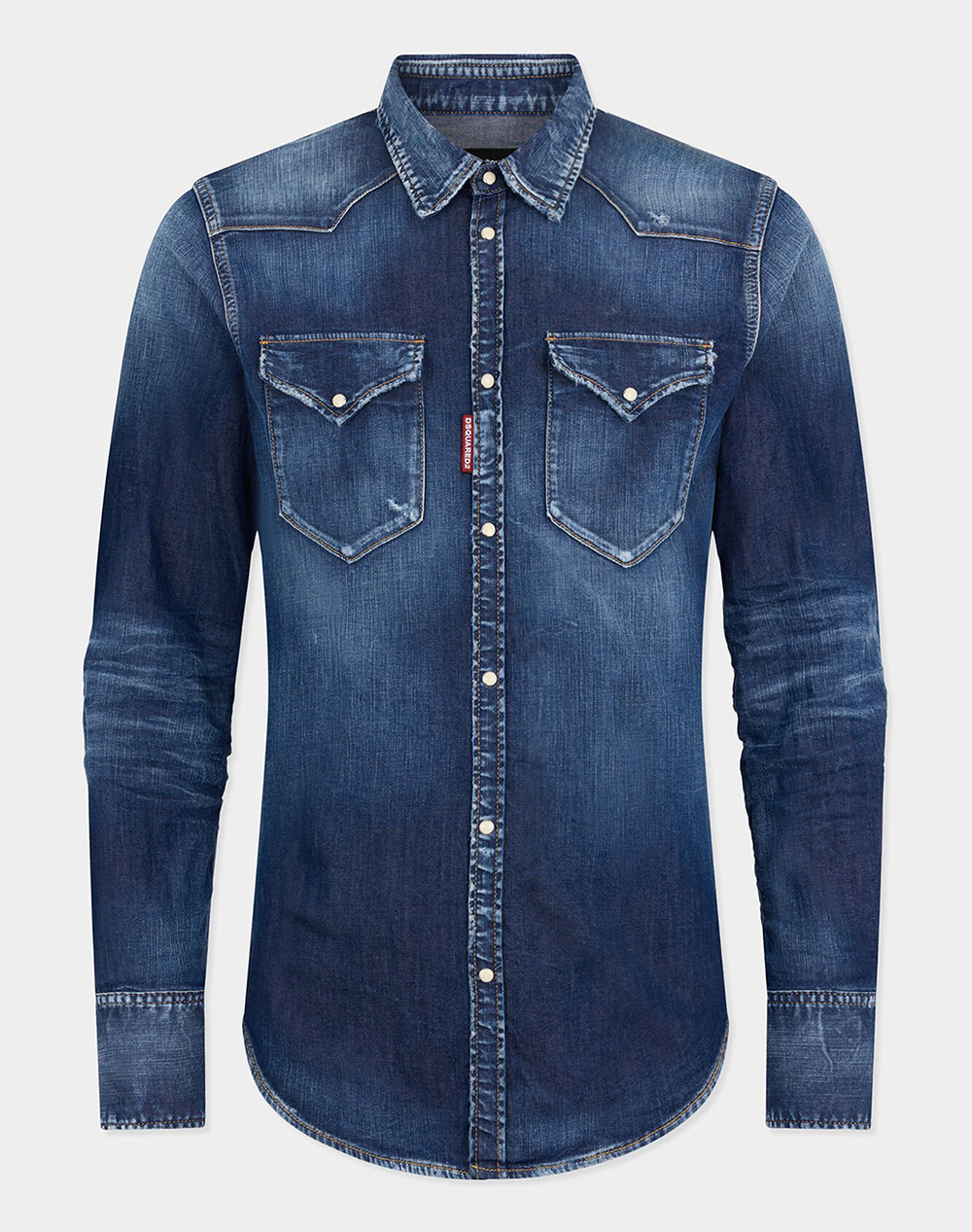 Dsquared2 Πουκαμισο Ανδρας Ρουχα Πουκαμισα Denimblue Βαμβακιμε Ελασταν S74Dm0986S30341 470