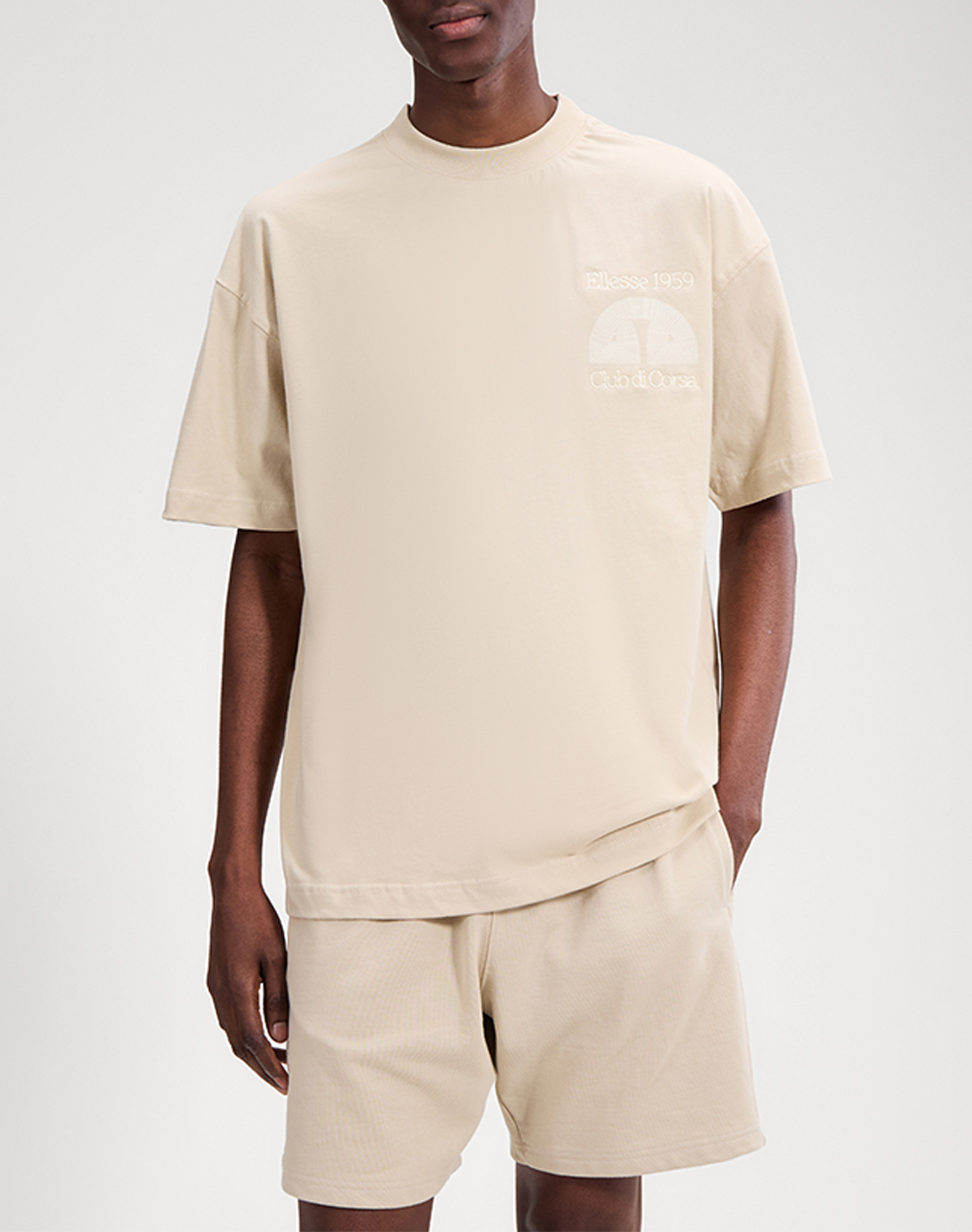 Ellesse Graphics Club Di Corsa Tee Μπλουζα Ανδρικο Ανδρας Ρουχα Μπλουζες T Shirt Biege Βαμβακι Shb23147 129 - Koolfly