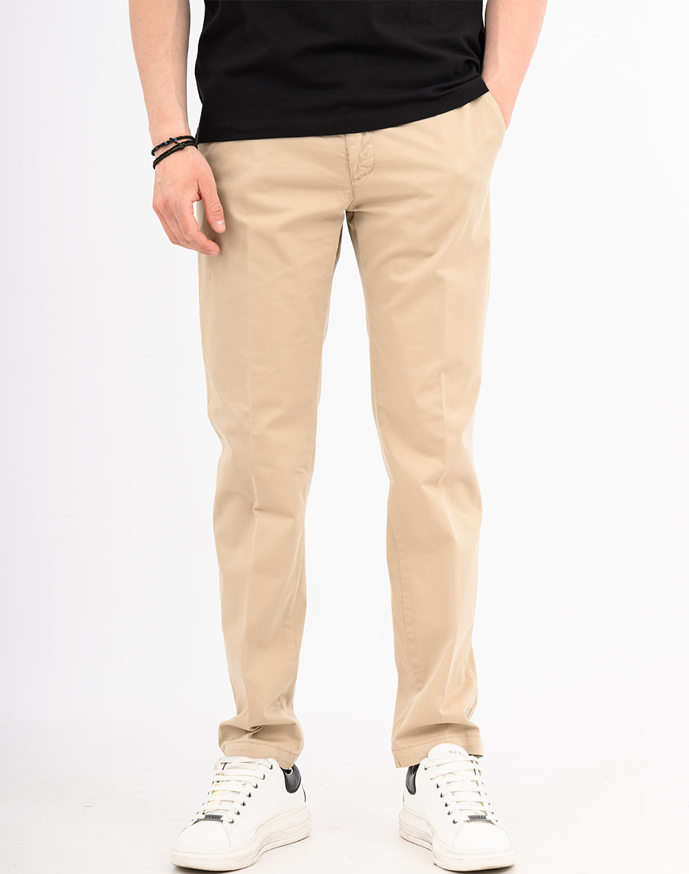 Four Ten Chino Παντελονι Ανδρας Ρουχα Παντελονια Chinos Biege Βαμβακιμε Ελασταν T910100003 043