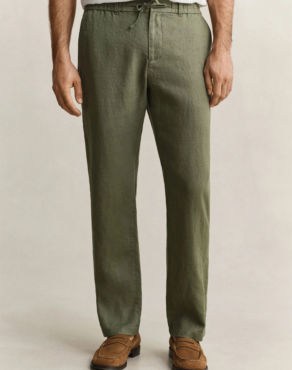 Gant Παντελονι Reg Linen Ds Pants Reg Linen Ds Pants Ανδρας Ρουχα Παντελονια Chinos Khaki Λινο 3G1504040 379