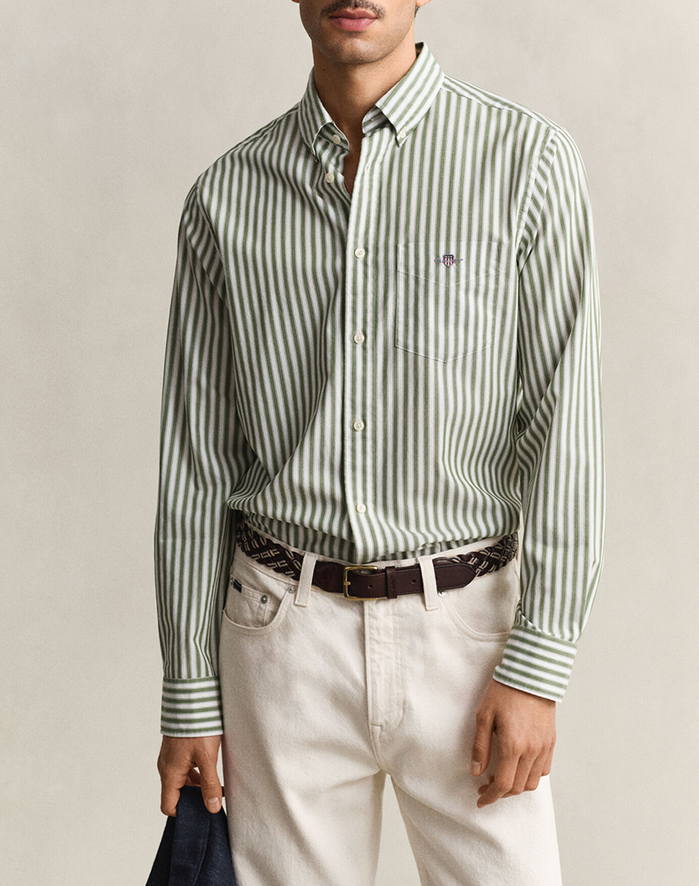 Gant Πουκαμισο Μμ Reg Classic Poplin Stripe Shirt Ανδρας Ρουχα Πουκαμισα Darkgreen Βαμβακι 3G3260011 354