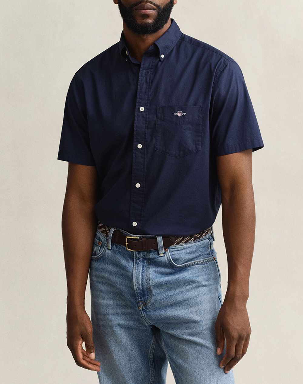 Gant Πουκαμισο Κμ Reg Poplin Ss Shirt Ανδρας Ρουχα Πουκαμισα Navyblue Βαμβακι 3G3000101 410