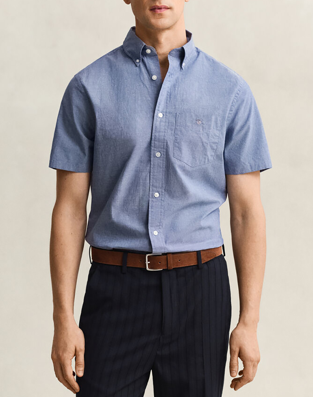 Gant Υποκαμισο Κμ Reg Poplin Ss Shirt Ανδρας Ρουχα Πουκαμισα Steelblue Βαμβακι 3G3000101 436