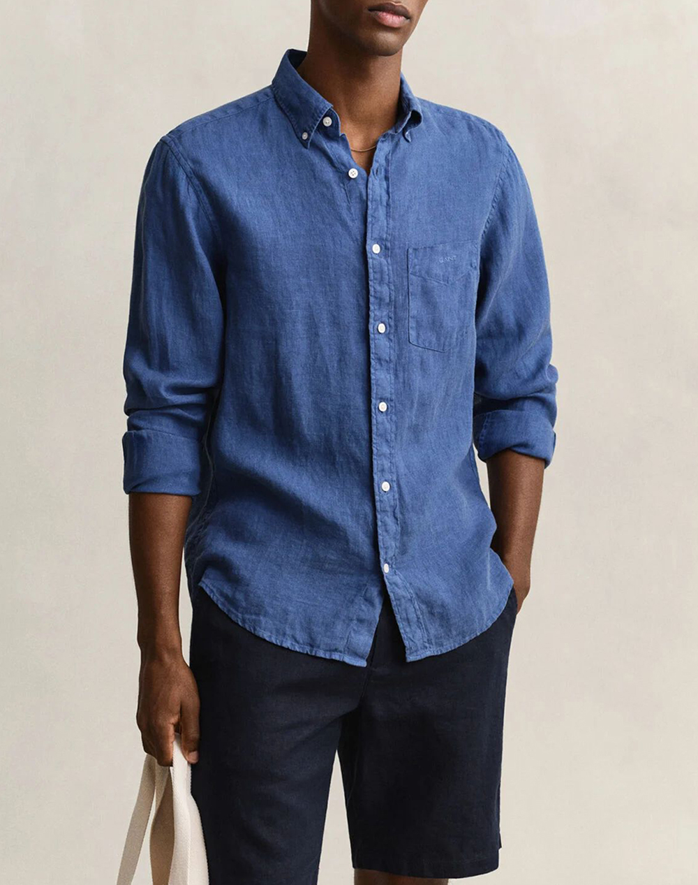 Gant Υποκαμισο Μμ Reg Gmnt Dyed Linen Shirt Ανδρας Ρουχα Πουκαμισα Blue Λινο 3G3240120 442