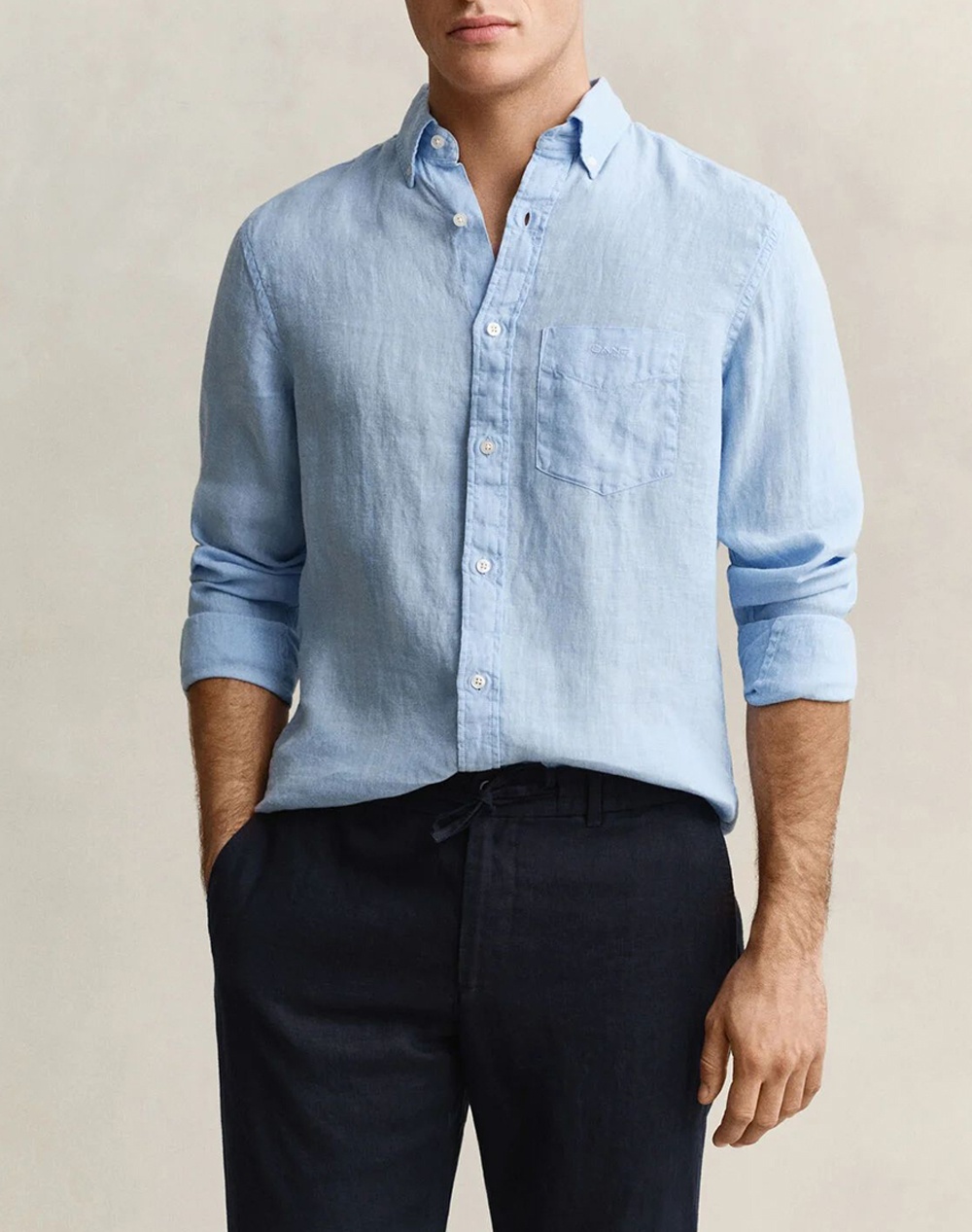 Gant Πουκαμισο Μμ Reg Gmnt Dyed Linen Shirt Ανδρας Ρουχα Πουκαμισα Lightblue Λινο 3G3240120 450