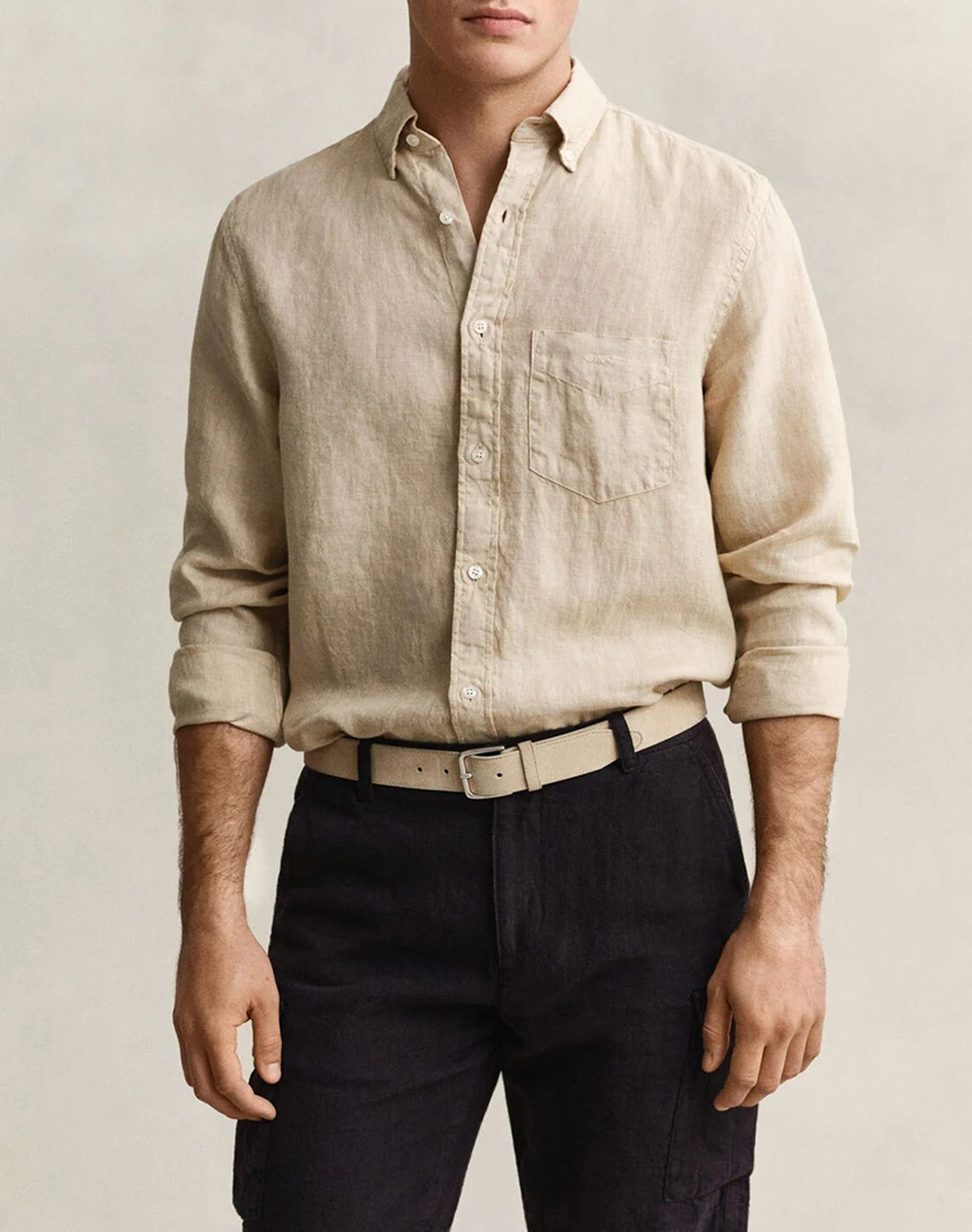 Gant Πουκαμισο Μμ Reg Gmnt Dyed Linen Shirt Ανδρας Ρουχα Πουκαμισα Sandybrown Λινο 3G3240120 200