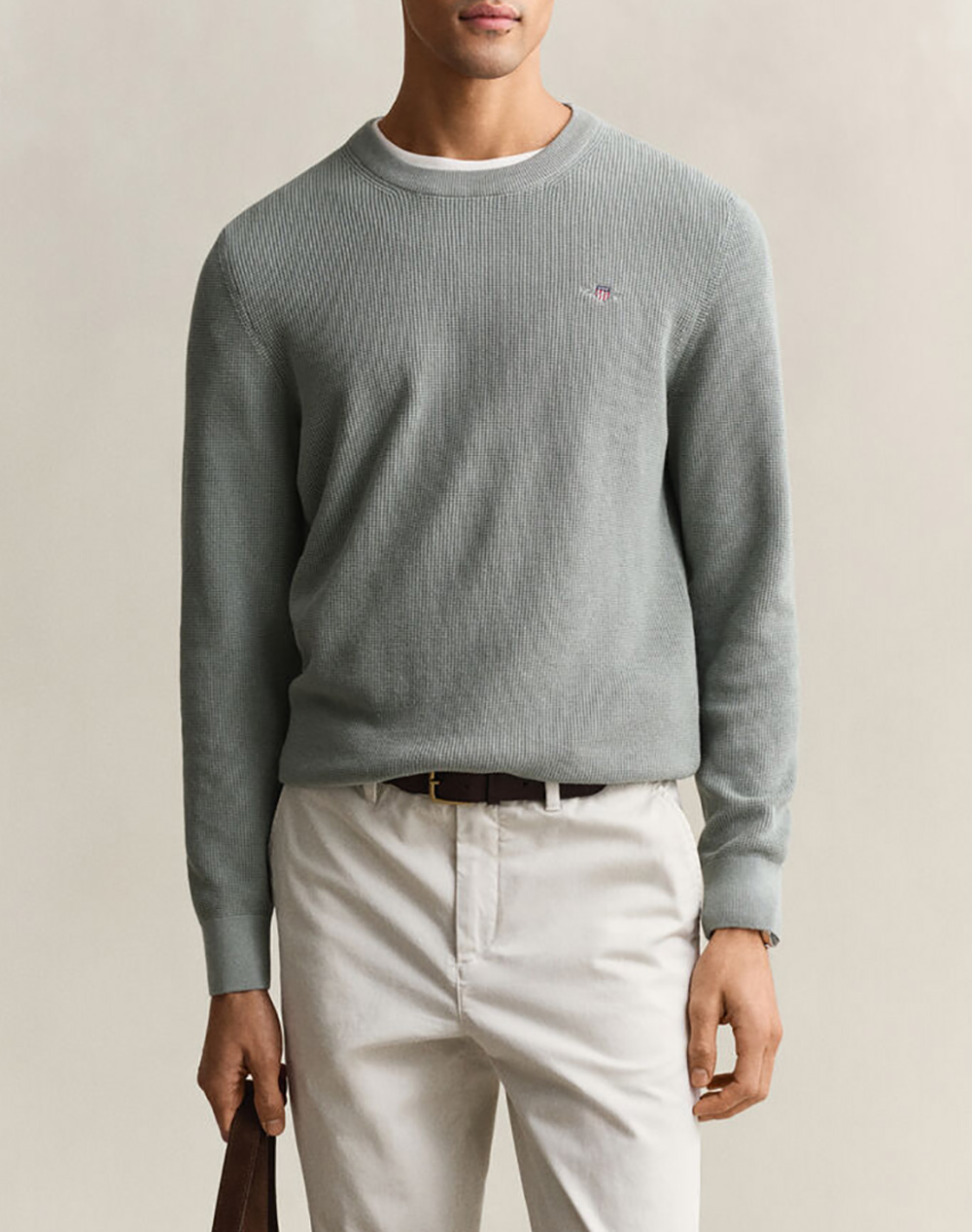 Gant Πουλοβερ Μμ Micro Textured Cotton C Neck Ανδρας Ρουχα Μπλουζες Πλεκτα Mixed Βαμβακι 3G8030291 10