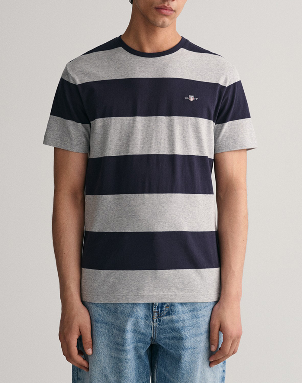 Gant Μπλουζα Κμ Bar Stripe Ss T Shirt Ανδρας Ρουχα Μπλουζες T Shirt Gray Βαμβακι 3G2003203 93
