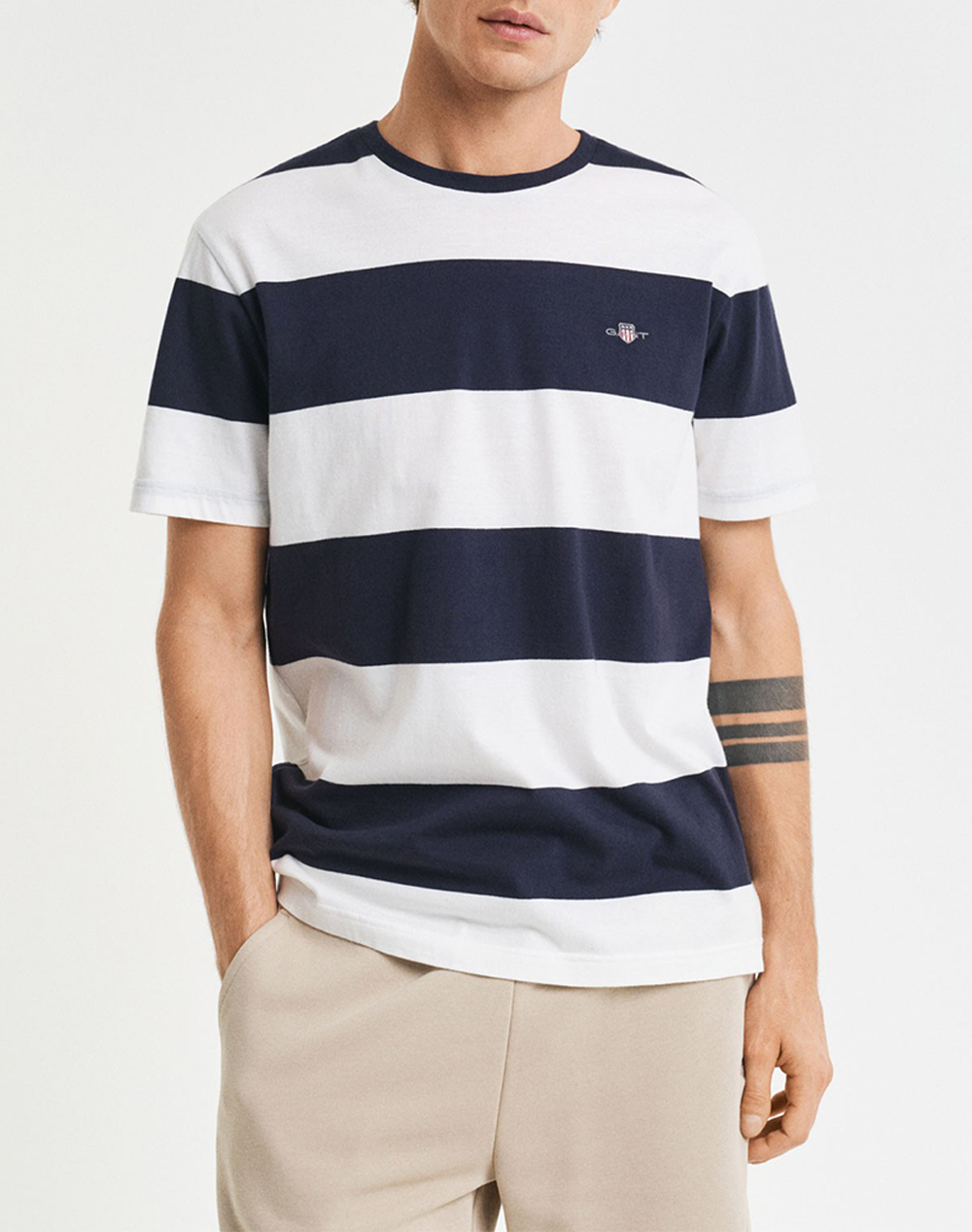 Gant Μπλουζα Κμ Bar Stripe Ss T Shirt Ανδρας Ρουχα Μπλουζες T Shirt Offwhite Βαμβακι 3G2003203 113 - Koolfly