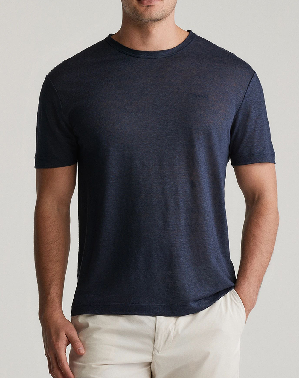 Gant Μπλουζα Κμ Linen Ss T Shirt Ανδρας Ρουχα Μπλουζες T Shirt Darkblue Λινο 3G2003318 433