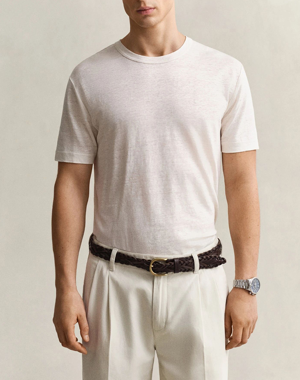 Gant Μπλουζα Κμ Linen Ss T Shirt Ανδρας Ρουχα Μπλουζες T Shirt Ivory Λινο 3G2003318 119