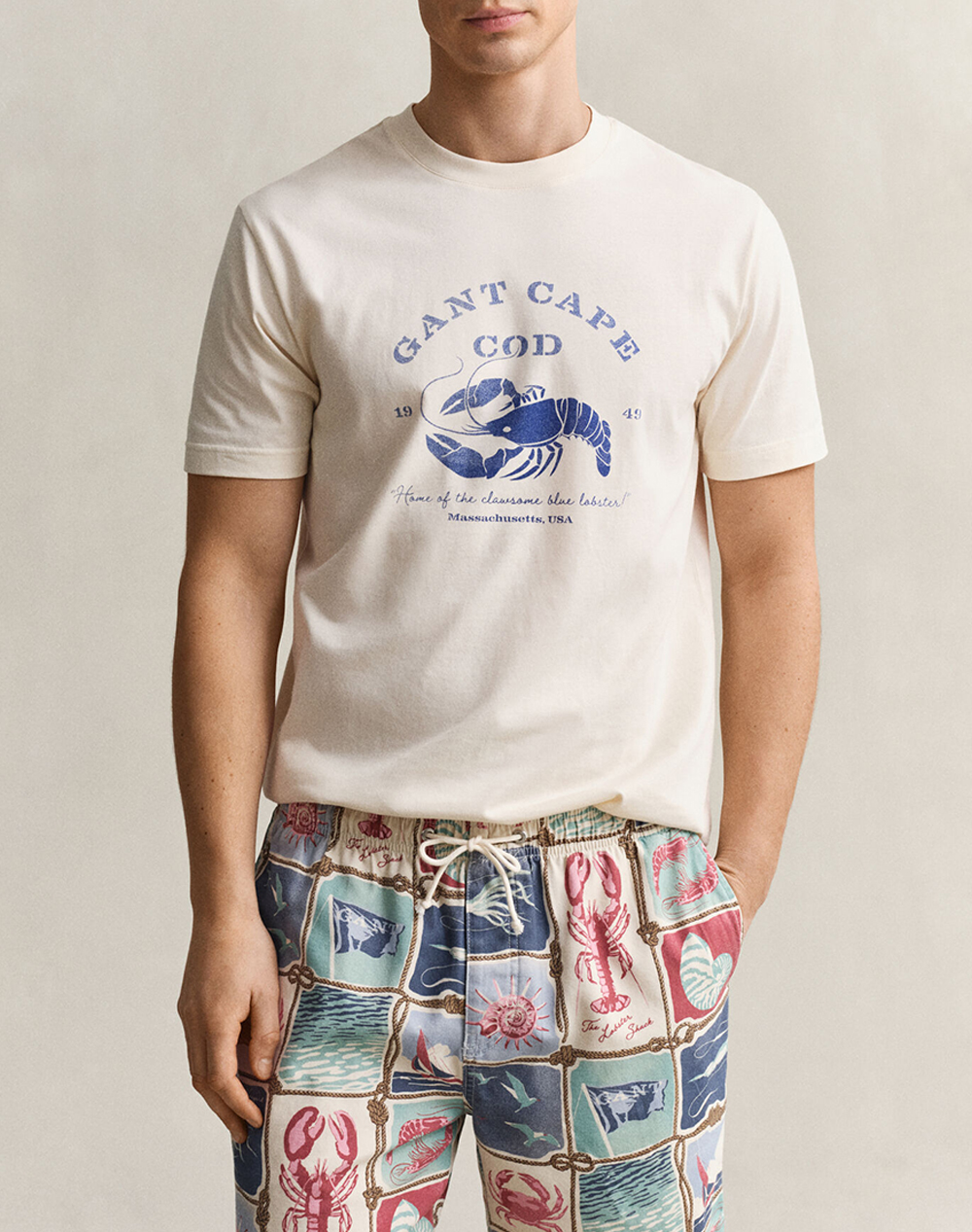 Gant Μπλουζα Κμ Graphic Ss Tshirt Ανδρας Ρουχα Μπλουζες T Shirt Ivory Βαμβακι,Με Ελασταν 3G2003425 119 - Koolfly