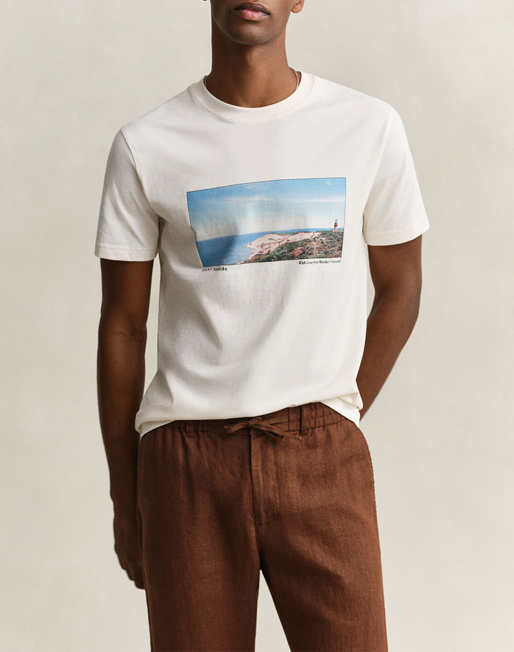 Gant Μπλουζα Κμ Scenery Graphic Ss Tshirt Ανδρας Ρουχα Μπλουζες T Shirt Cream Βαμβακι 3G2003437 130