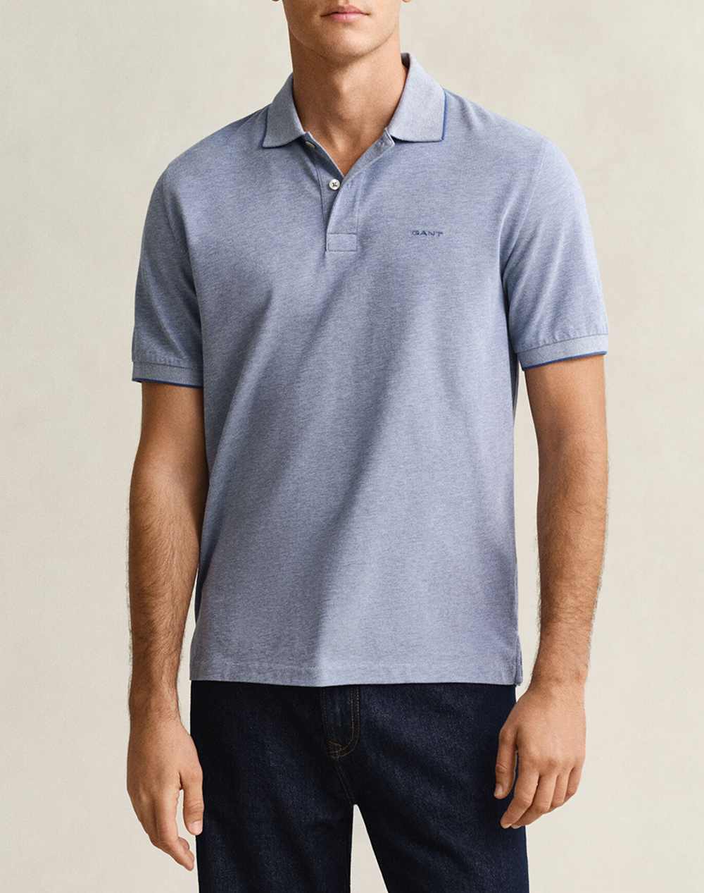 Gant Μπλουζα Κμ 2 Tone Ss Polo Ανδρας Ρουχα Μπλουζες Polo Steelblue Βαμβακι 3G2014102 442 - Koolfly