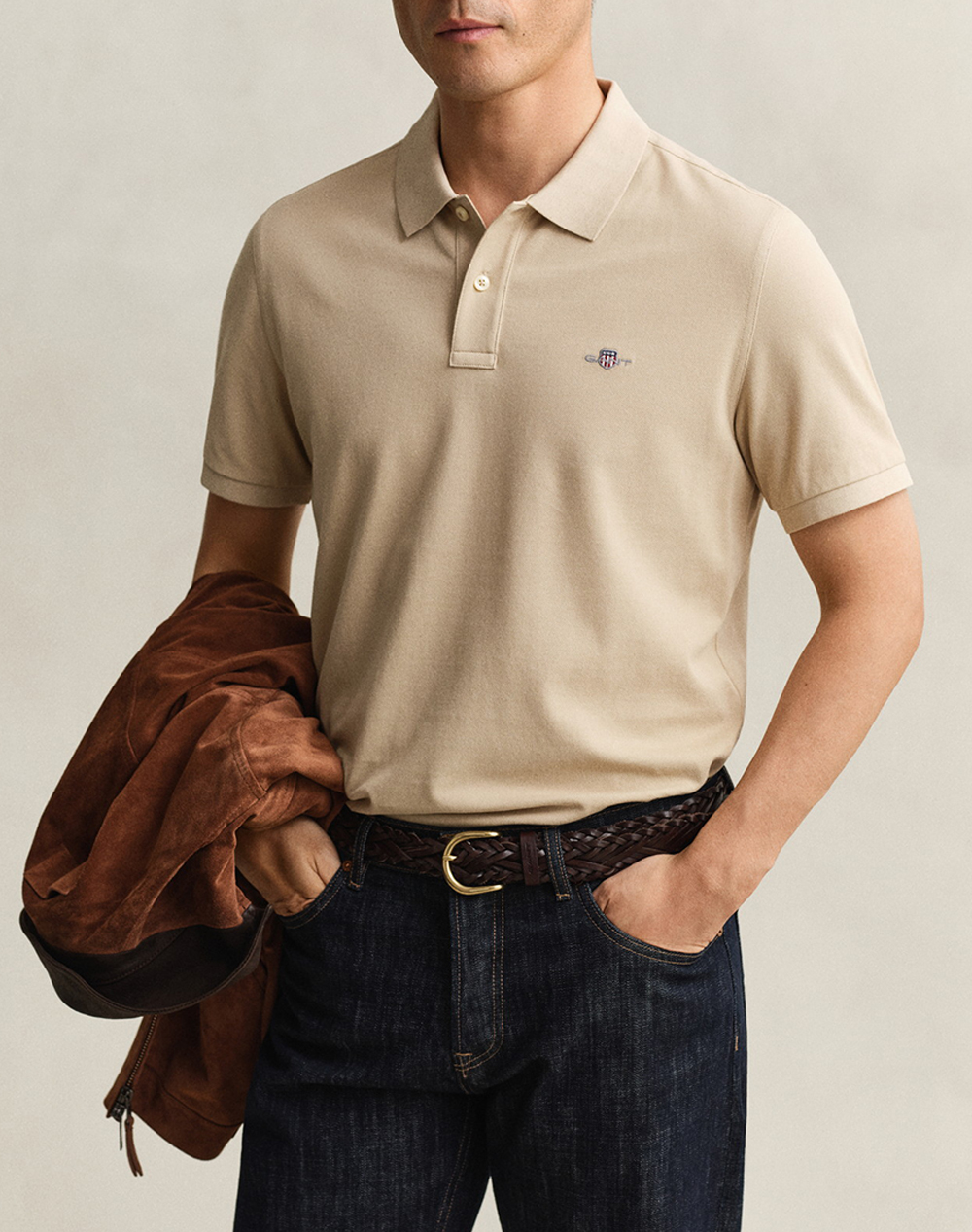 Gant Μπλουζα Κμ Reg Shield Ss Pique Polo Ανδρας Ρουχα Μπλουζες Polo Biege Βαμβακι 3G2210 1 200 - Koolfly