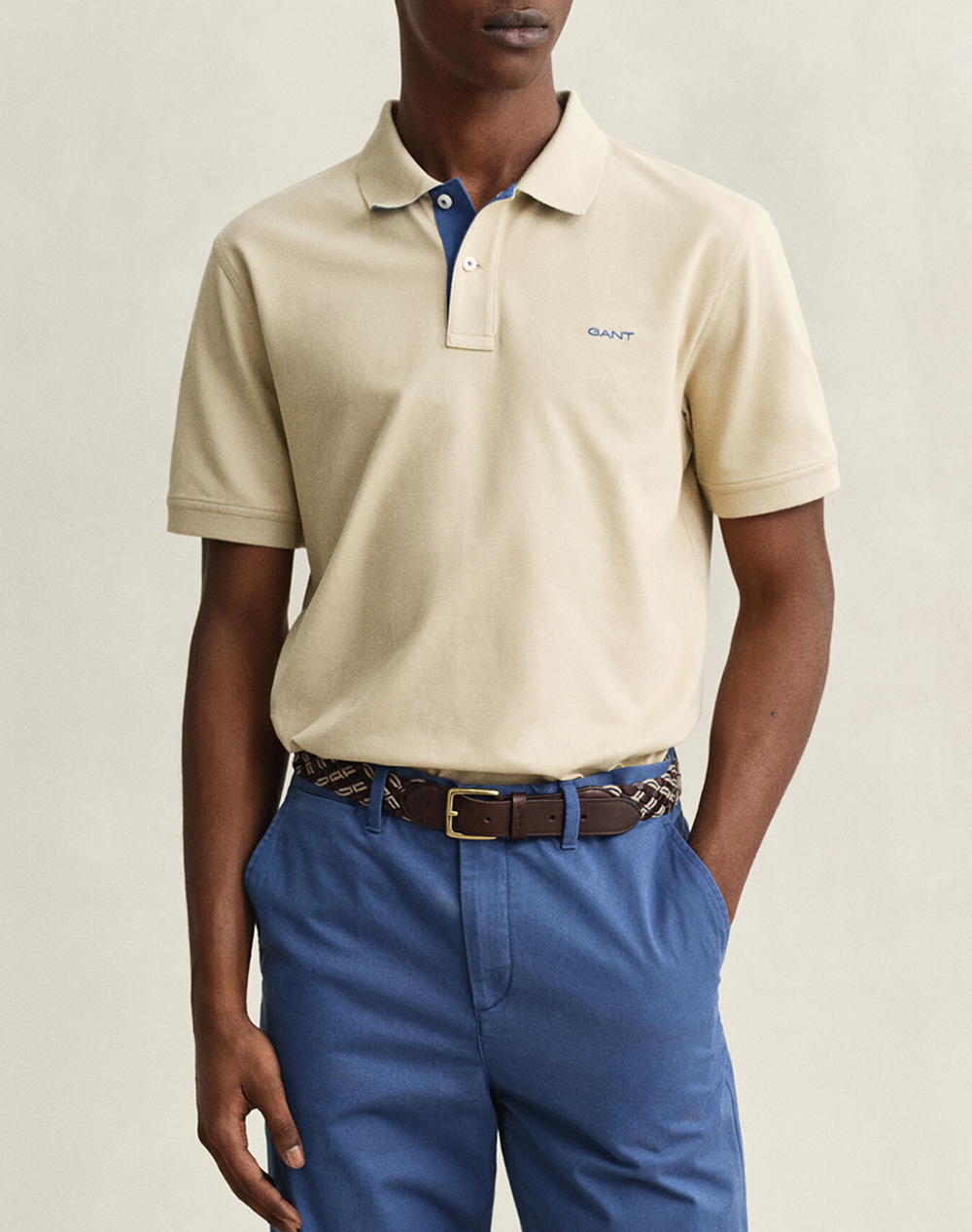 Gant Μπλουζα Κμ Reg Contrast Pique Ss Polo Ανδρας Ρουχα Μπλουζες Polo Biege Βαμβακι,Με Ελασταν 3G2062026 200 - Koolfly