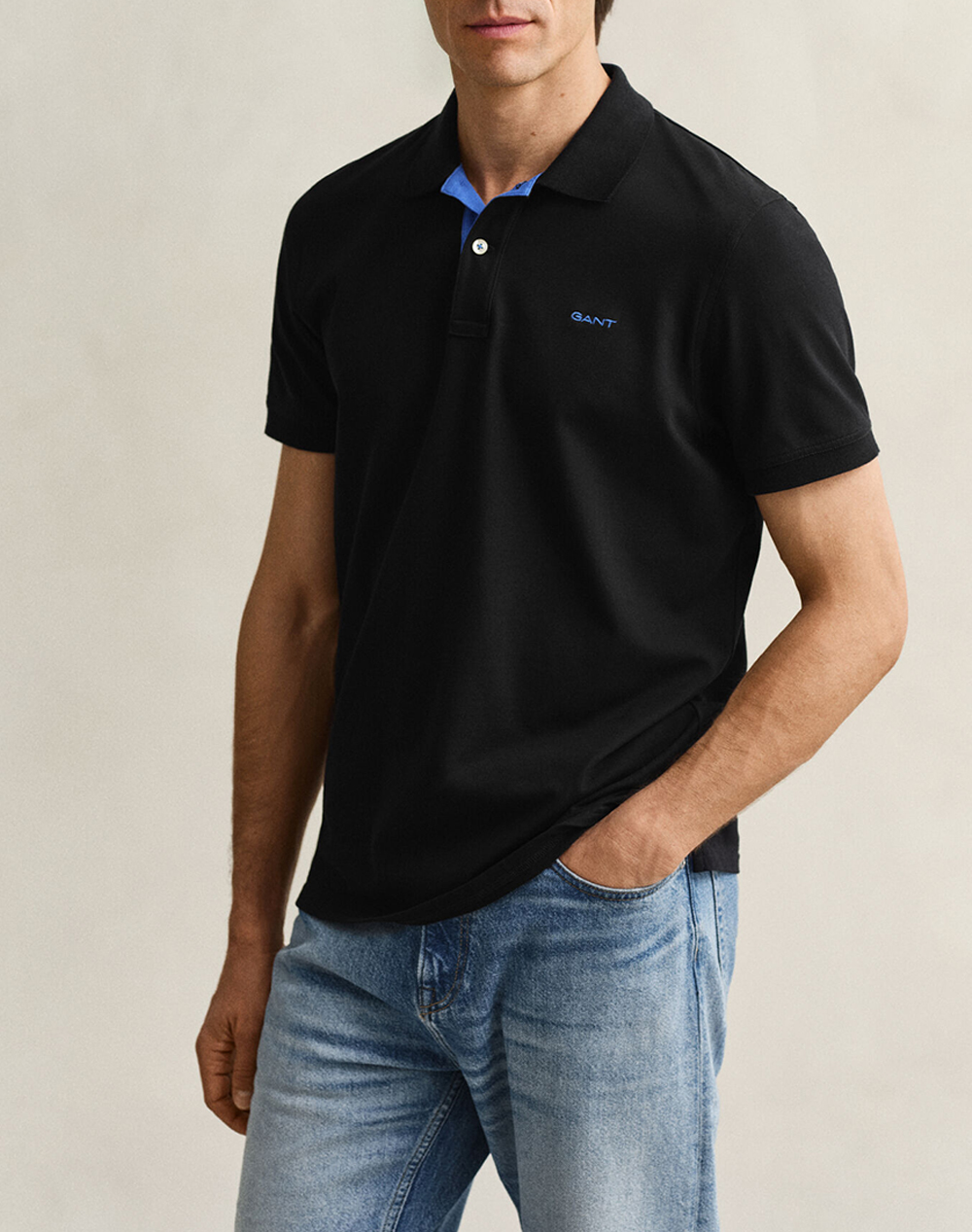 Gant Μπλουζα Κμ Reg Contrast Pique Ss Polo Ανδρας Ρουχα Μπλουζες Polo Black Βαμβακι,Με Ελασταν 3G2062026 5 - Koolfly