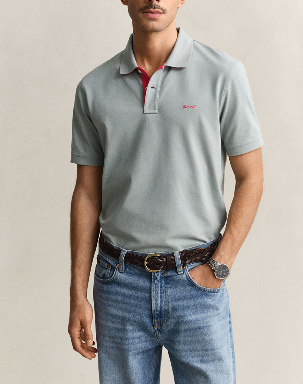 Gant Μπλουζα Κμ Reg Contrast Pique Ss Polo Ανδρας Ρουχα Μπλουζες Polo Lightgray Βαμβακι,Με Ελασταν 3G2062026 10 - Koolfly