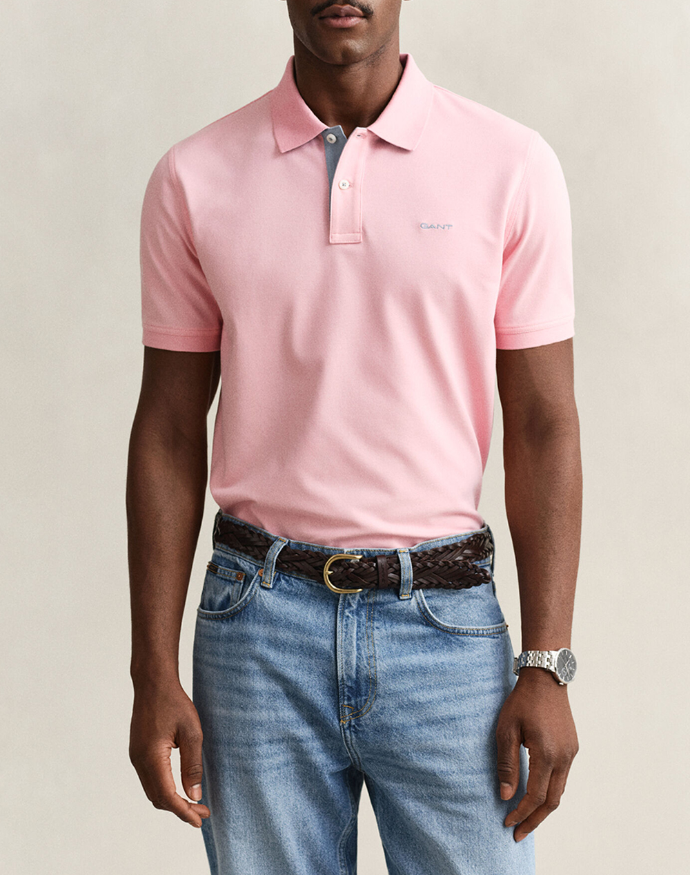 Gant Μπλουζα Κμ Reg Contrast Pique Ss Polo Ανδρας Ρουχα Μπλουζες Polo Lightpink Βαμβακι,Με Ελασταν 3G2062026 671 - Koolfly