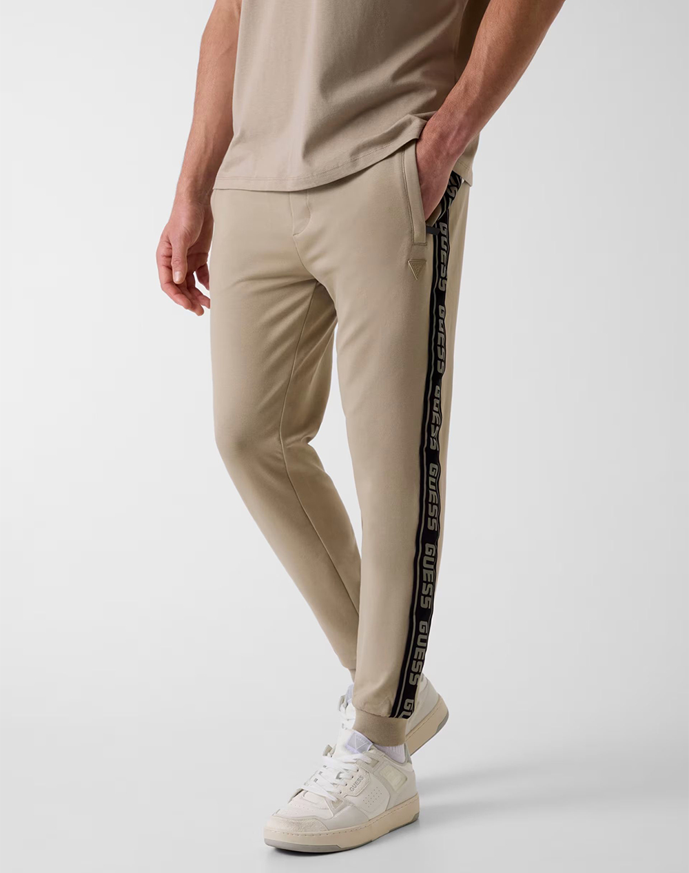 Guess New Arlo Long Pant Παντελονι Ανδρικο Ανδρας Ρουχα Παντελονια Παντελονια Φορμας Biege Βαμβακιμε Ελασταν Z2Yb19K6Zs1 G9I0