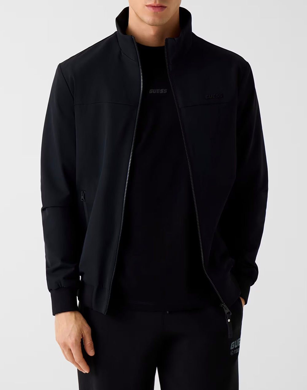 Guess Neka Zipped Jacket Μπουφαν Ανδρικο Ανδρας Ρουχα Πανωφορια Μπουφαν Black Συνθετικο Z6Rl03Wk172 Jblk