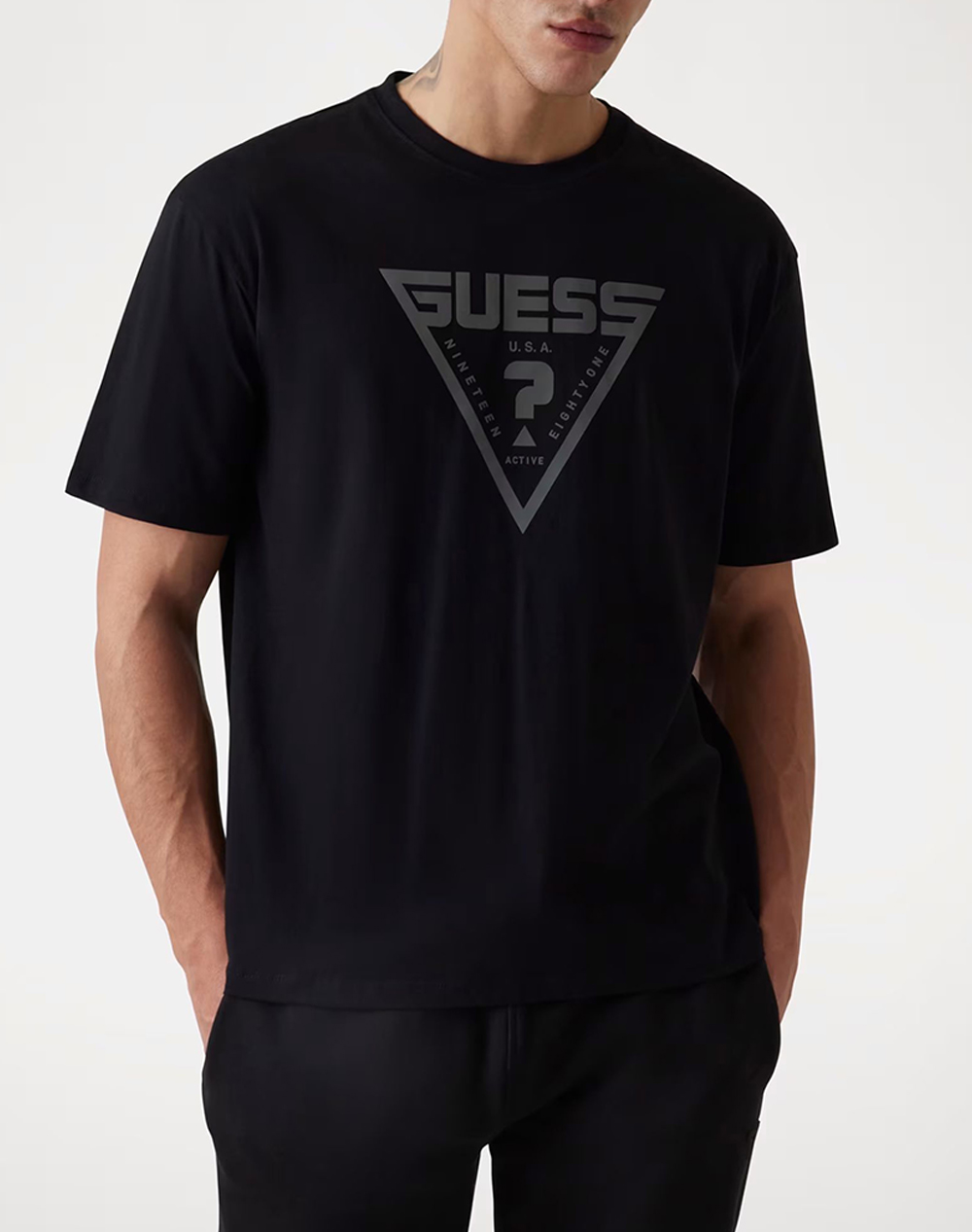Guess Azha Cn Over T Shirt Μπλουζα Ανδρικο Ανδρας Ρουχα Μπλουζες T Shirt Jetblack Βαμβακι Z4Bi02I3Z14 Jblk