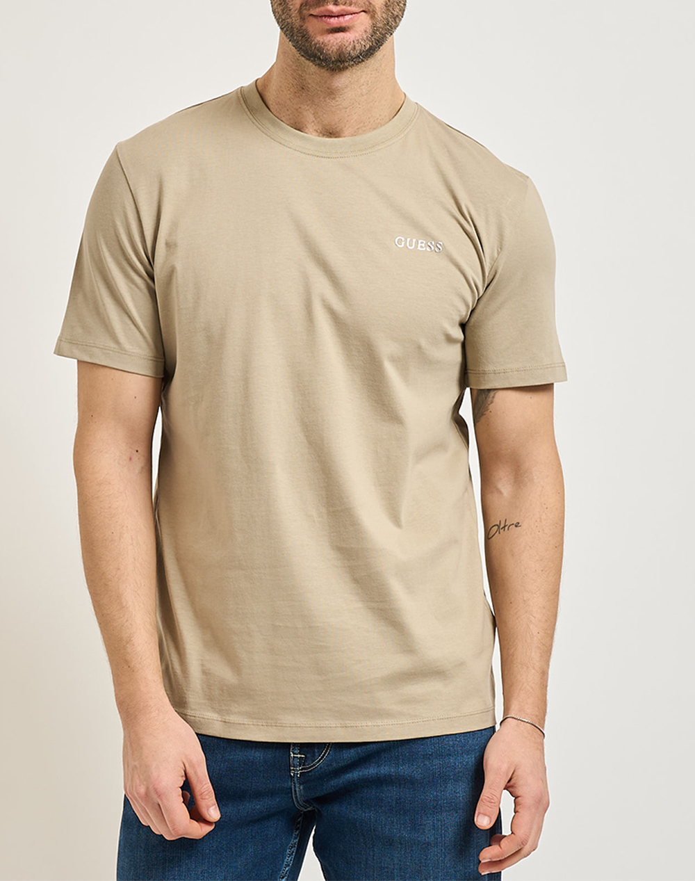 Guess Marzio Cn Ss T Shirt Μπλουζα Ανδρικο Ανδρας Ρουχα Μπλουζες T Shirt Biege Βαμβακι Z6Ri17I3Z14 G9I0