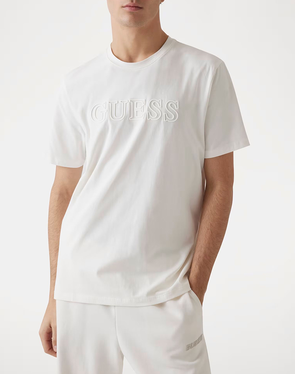 Guess Ss Alphy T Shirt Μπλουζα Ανδρικο Ανδρας Ρουχα Μπλουζες T Shirt Offwhite Βαμβακιμε Ελασταν Z2Yi11J1314 Scfy