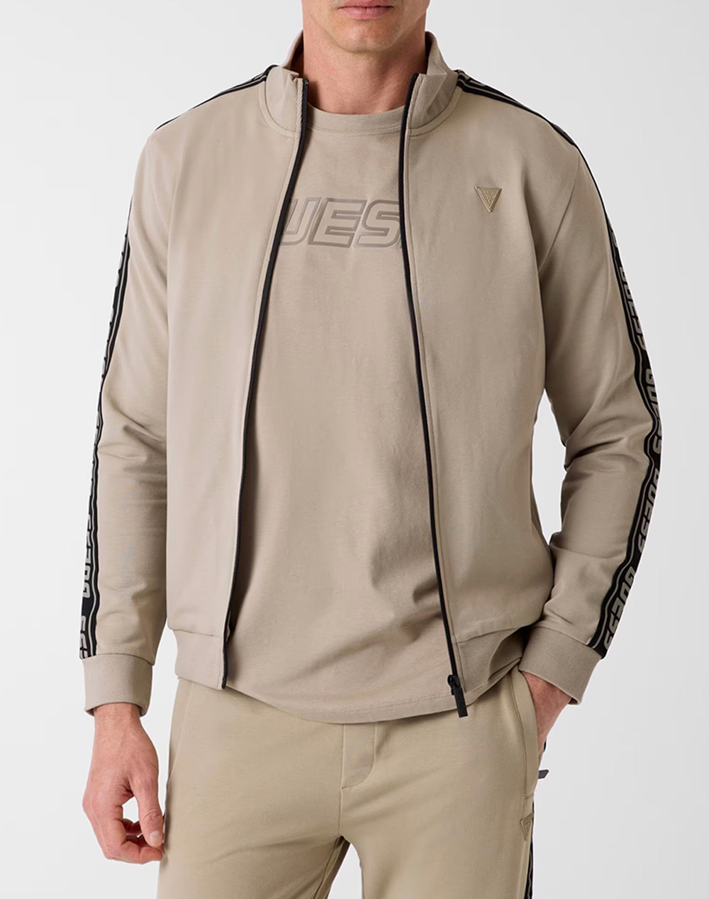 Guess Full Zip New Arlo Sweatshirt Φουτερ Ανδρικο Ανδρας Ρουχα Ζακετες Φουτερ Ζακετες Biege Βαμβακιμε Ελασταν Z2Yq12K6Zs1 G9I0