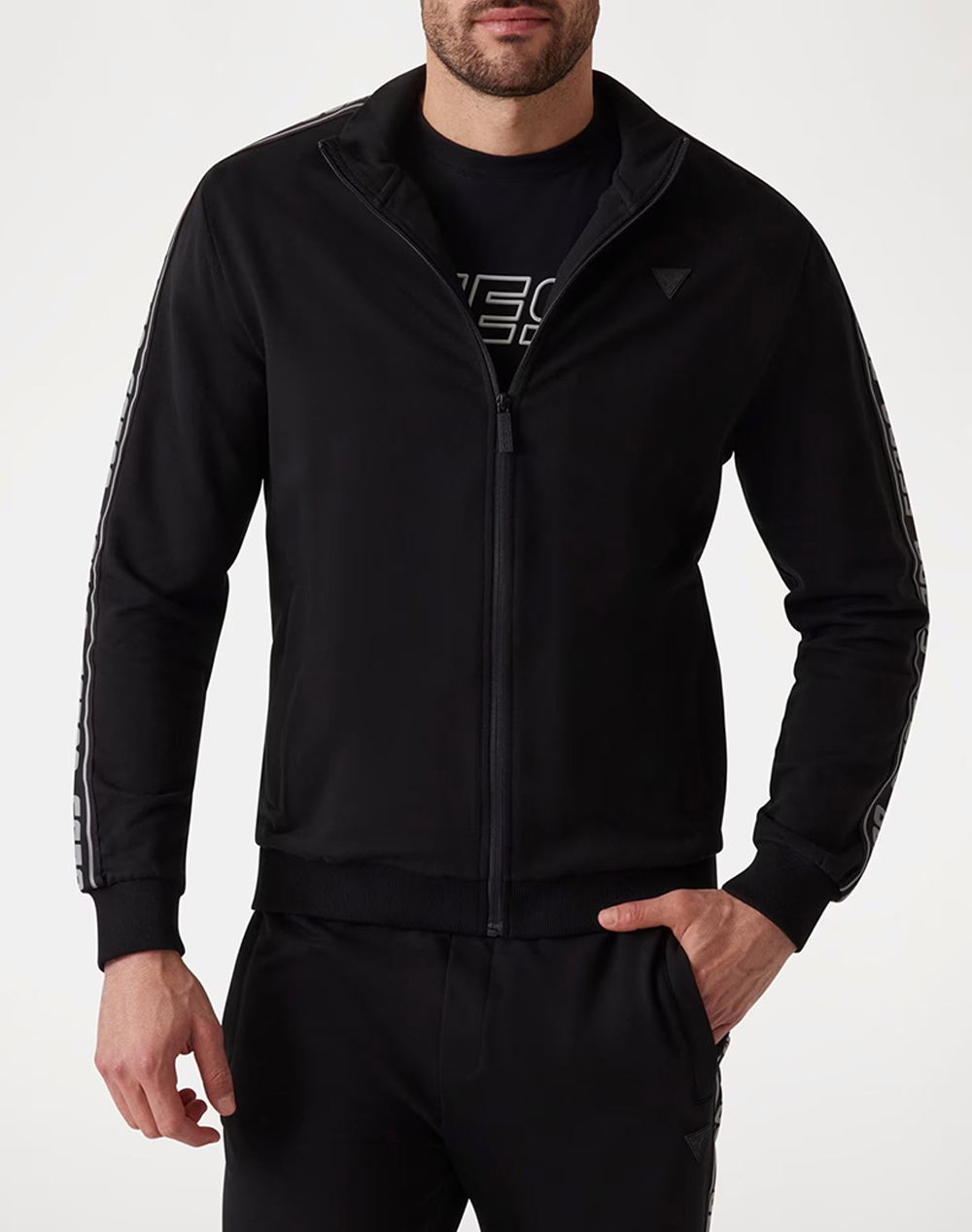 Guess Full Zip New Arlo Sweatshirt Φουτερ Ανδρικο Ανδρας Ρουχα Ζακετες Φουτερ Ζακετες Black Βαμβακιμε Ελασταν Z2Yq12K6Zs1 Jblk