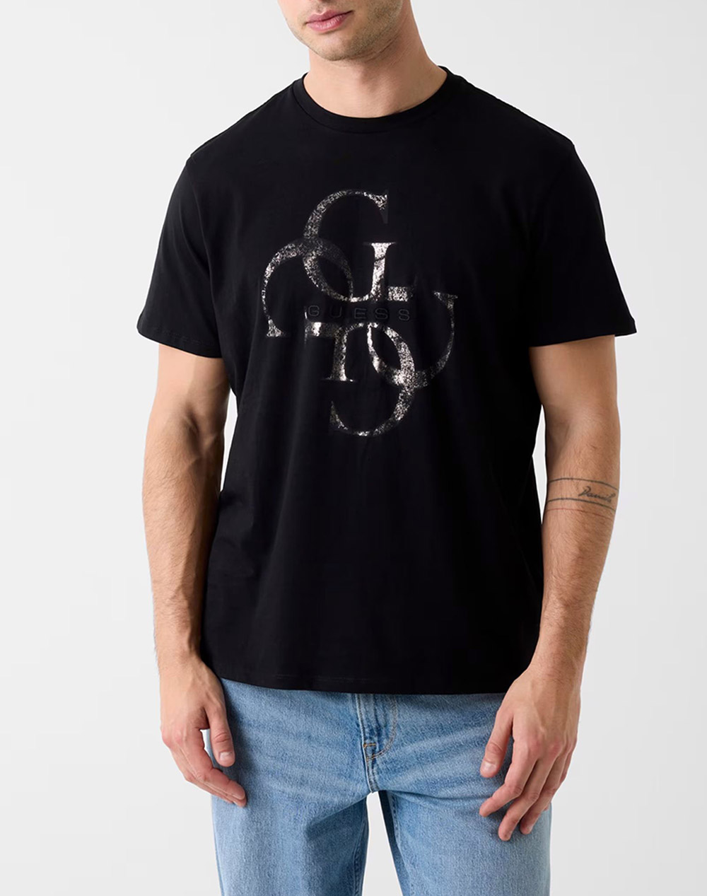 Guess Ss Bsc Shimmer Quattro G Tee Μπλουζα Ανδρικο Ανδρας Ρουχα Μπλουζες T Shirt Black Βαμβακι M6Ri03I3Z14 Jblk