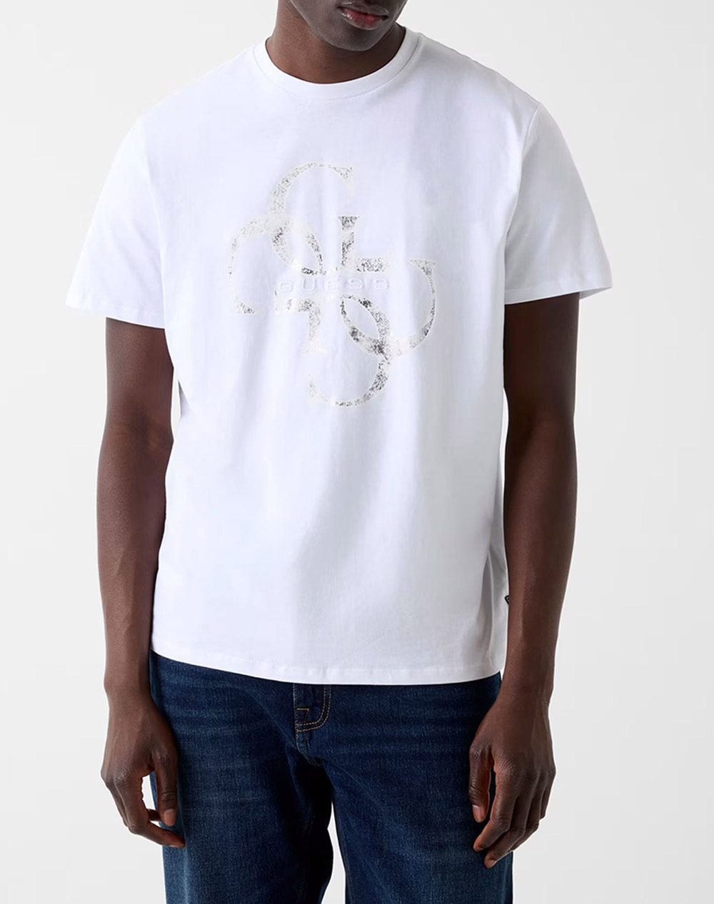 Guess Ss Bsc Shimmer Quattro G Tee Μπλουζα Ανδρικο Ανδρας Ρουχα Μπλουζες T Shirt White Βαμβακι M6ri03i3z14 G011 - Koolfly