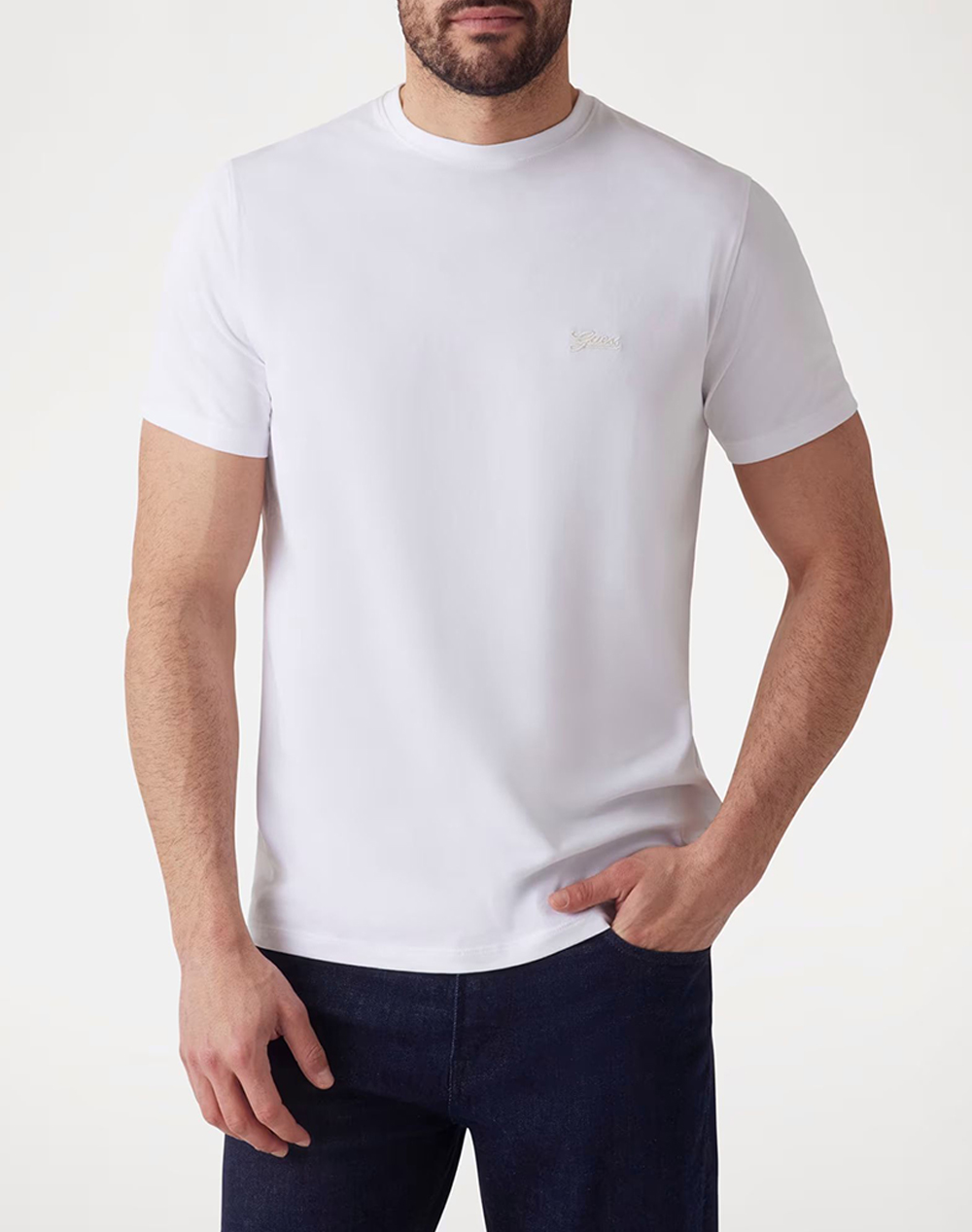 Guess Ss Cn Basic Pima Tee Μπλουζα Ανδρικο Ανδρας Ρουχα Μπλουζες T Shirt White Βαμβακιμε Ελασταν M4Gi70Kc9X0 G011