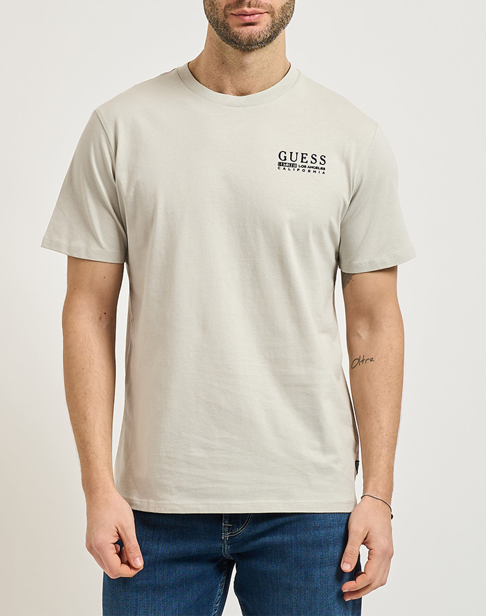 Guess Ss Bsc Guess Cali Logo Tee Μπλουζα Ανδρικο Ανδρας Ρουχα Μπλουζες T Shirt Lightgray Βαμβακι M6Ri05Kbw41 A92E