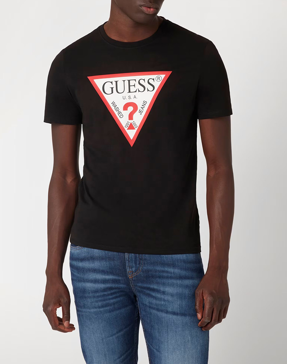Guess Cn Ss Original Logo Tee Μπλουζα Ανδρικο Ανδρας Ρουχα Μπλουζες T Shirt Black Βαμβακι M2Yi71I3Z14 Jblk