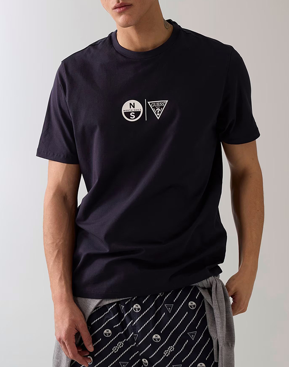 Guess Guessxns Ss Printed Cn T Shi Μπλουζα Ανδρικο Ανδρας Ρουχα Μπλουζες T Shirt Darkblue Βαμβακιμε Ελασταν M6Gi40K3322 G7V2