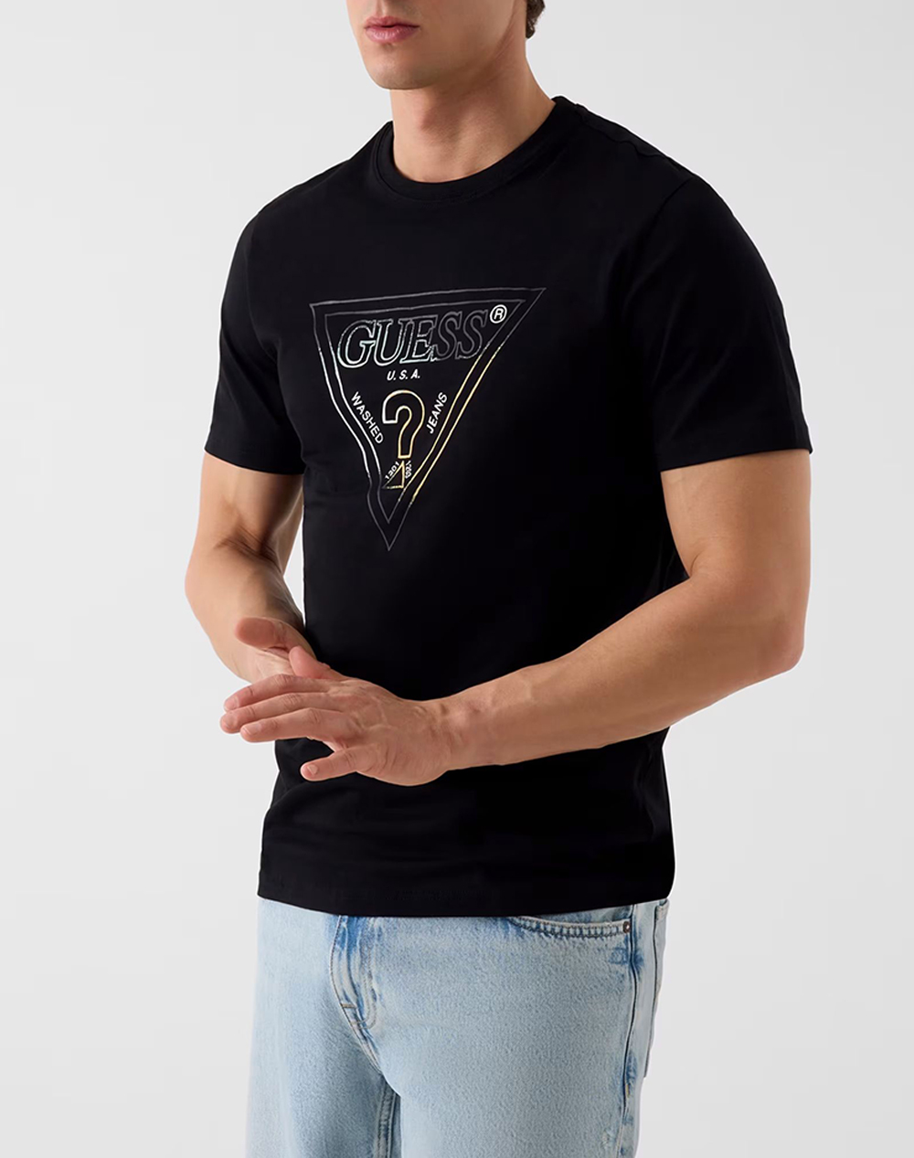 Guess Cn Ss Triangle Hd Multicolor T Μπλουζα Ανδρικο Ανδρας Ρουχα Μπλουζες T Shirt Black Βαμβακιμε Ελασταν M6Gi11K2992 Jblk