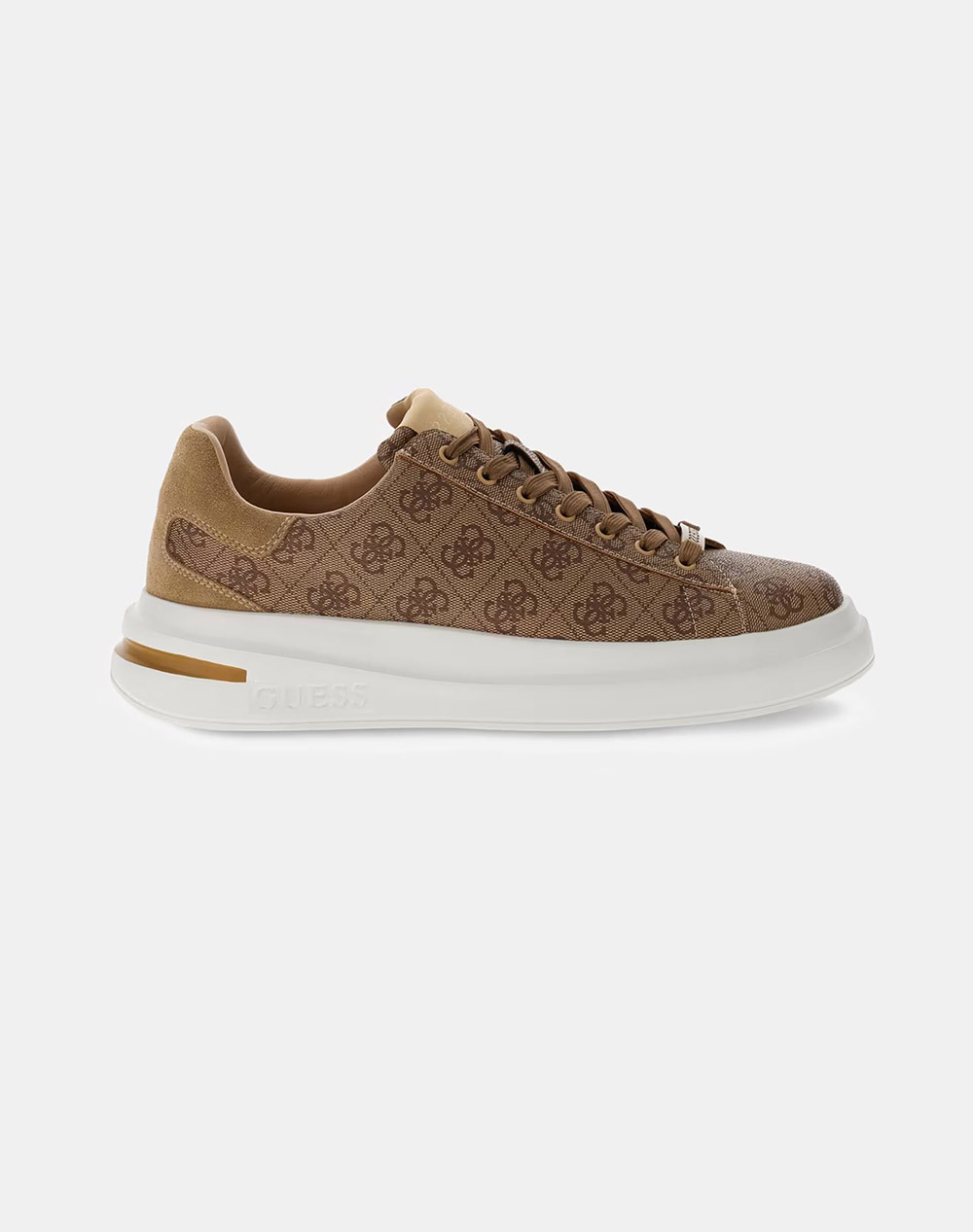 Guess Elba Παπουτσι Ανδρικο Ανδρας Παπουτσια Sneakers Brown Απομιμηση Δερματοςδερμα Fmpelafal12 Beibr