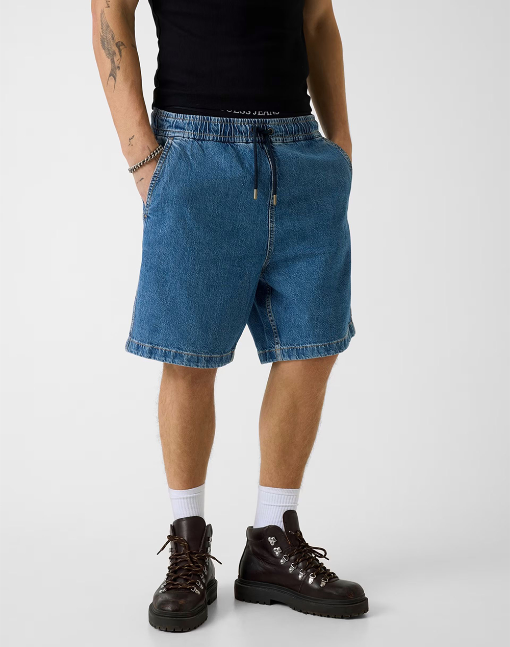 Guess Jeans Gj Jogger Denim Short Σορτς Ανδρικο Ανδρας Ρουχα Σορτς | Βερμουδες Jeans Denimblue Βαμβακιμε Ελασταν M5Gd35D5M54 Gam1